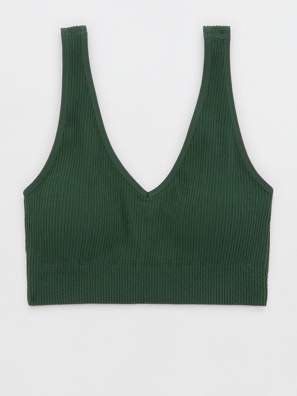 aerie Ribbed padded V-Neck Bralette - Forest Green